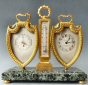 Bureau set in Louis XVI style, clock, barometer and thermometer, by L. LeRoy & Cie, France, ca 1900.